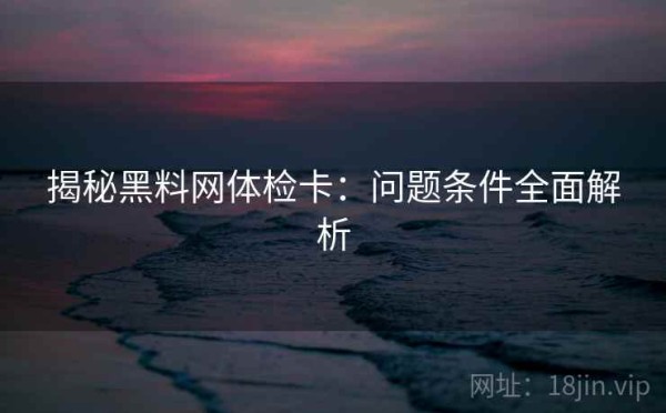 揭秘黑料网体检卡：问题条件全面解析